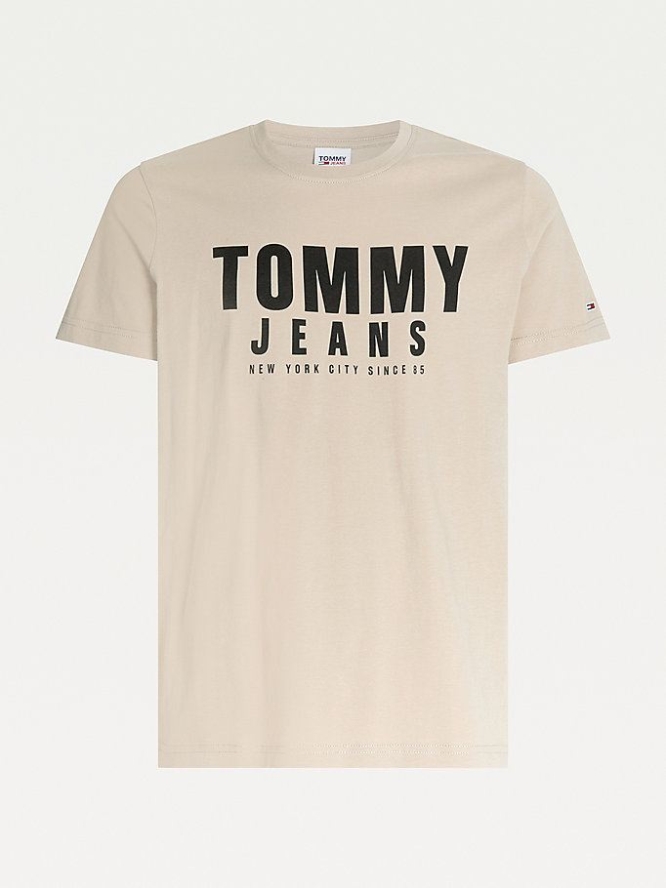 Tommy Hilfiger Organic Baumwoll Bold Logo T-shirts Herren Beige | AT632WIMU