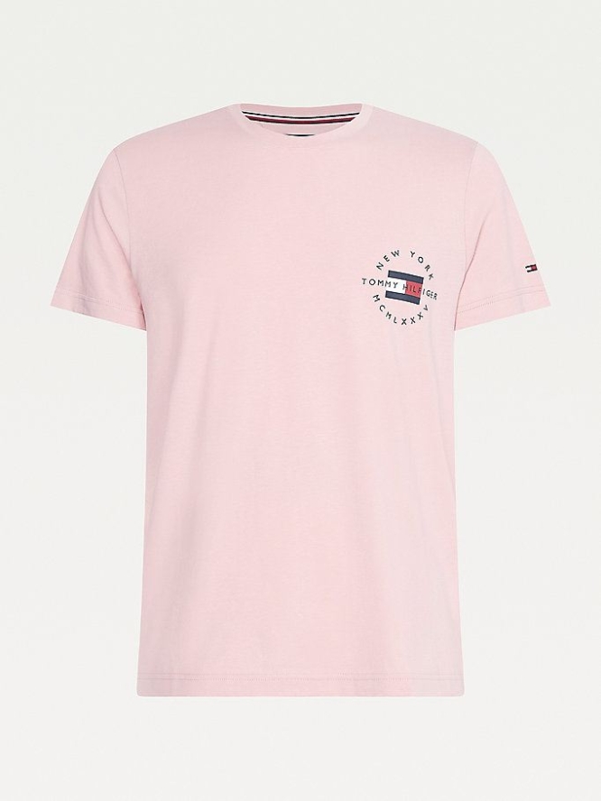 Tommy Hilfiger Organic Baumwoll Circle Logo T-shirts Herren Rosa | AT946KMBF