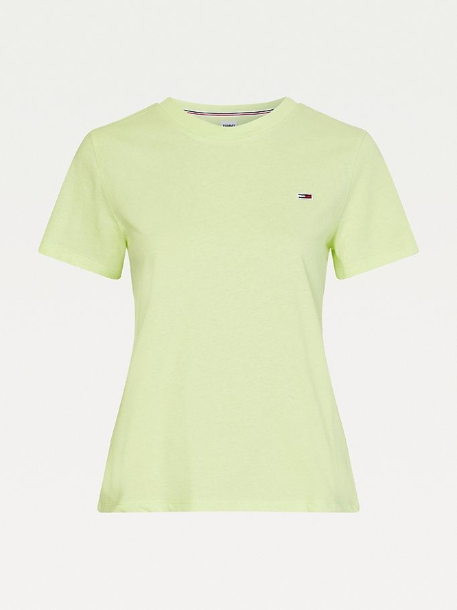 Tommy Hilfiger Organic Baumwoll Crew Neck T-shirts Damen Hellgrün | AT026NYIV