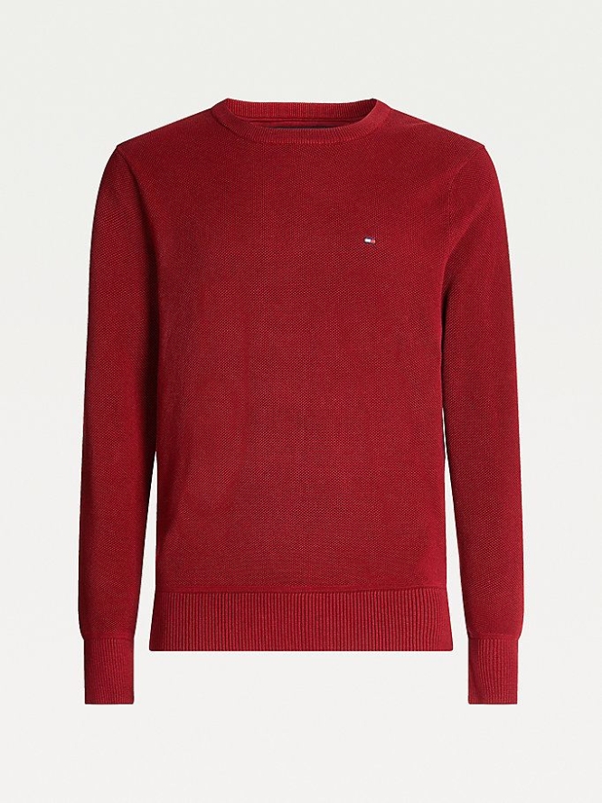 Tommy Hilfiger Organic Baumwoll Crew Neck Jumper Pullover Herren Rot | AT625GXJP