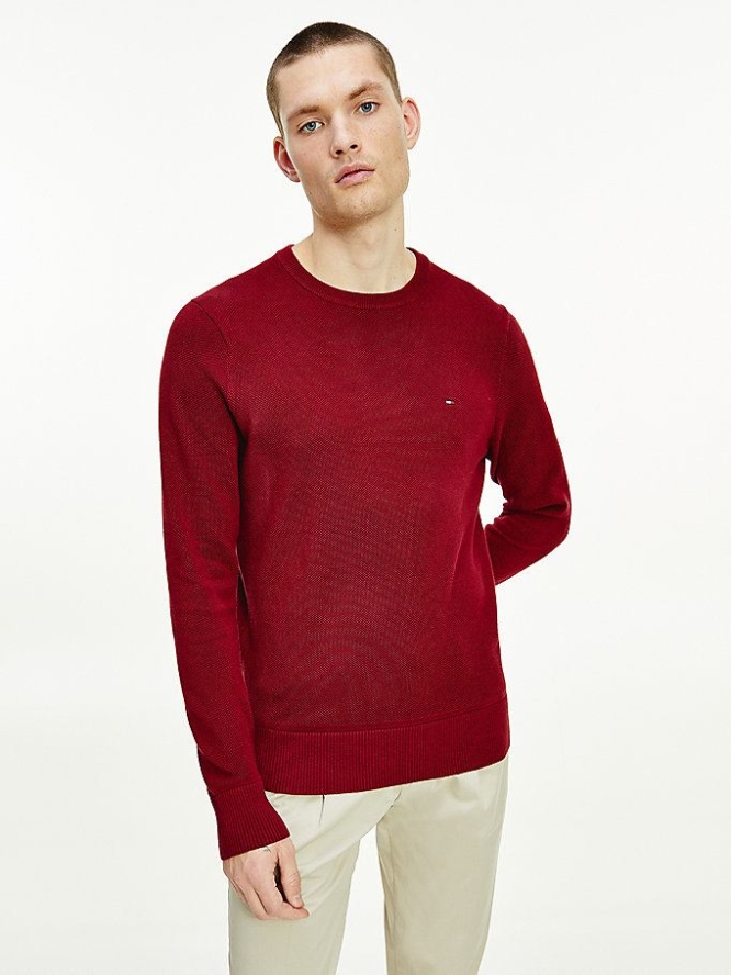 Tommy Hilfiger Organic Baumwoll Crew Neck Jumper Pullover Herren Rot | AT625GXJP