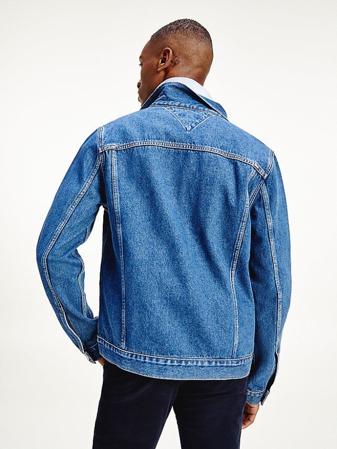 Tommy Hilfiger Organic Baumwoll Denim Trucker Jacke Herren Indigo | AT614YGBC