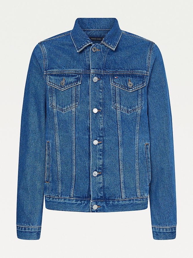 Tommy Hilfiger Organic Baumwoll Denim Trucker Jacke Herren Indigo | AT614YGBC