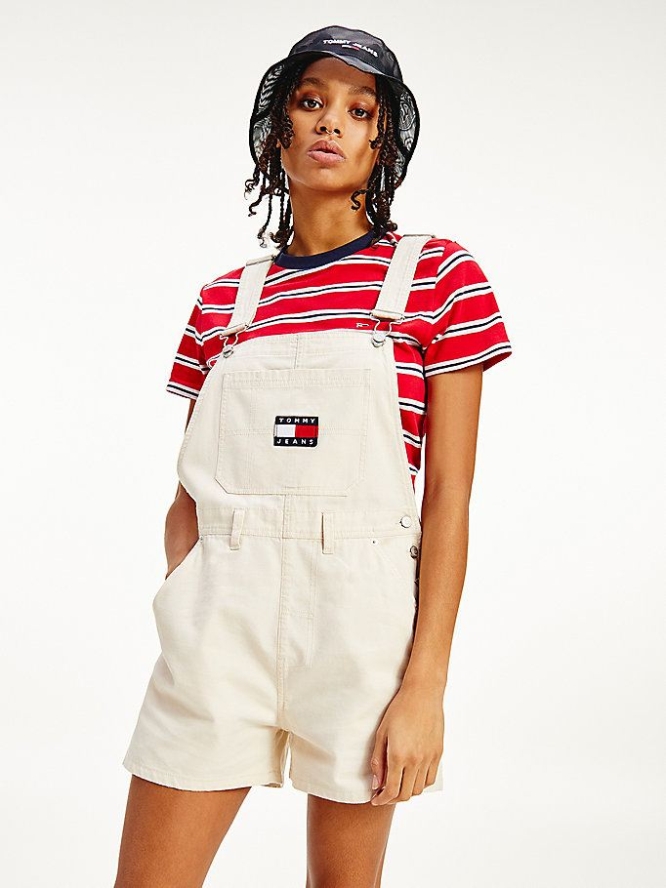 Tommy Hilfiger Organic Baumwoll Dungaree Overall Damen Gelb | AT046CVDS