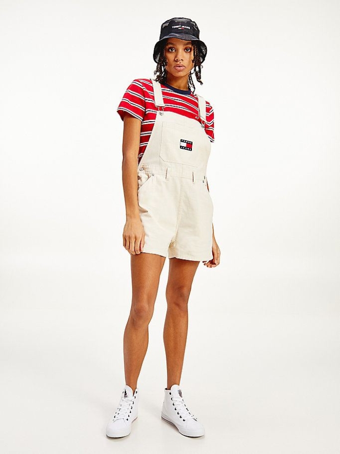 Tommy Hilfiger Organic Baumwoll Dungaree Overall Damen Gelb | AT046CVDS