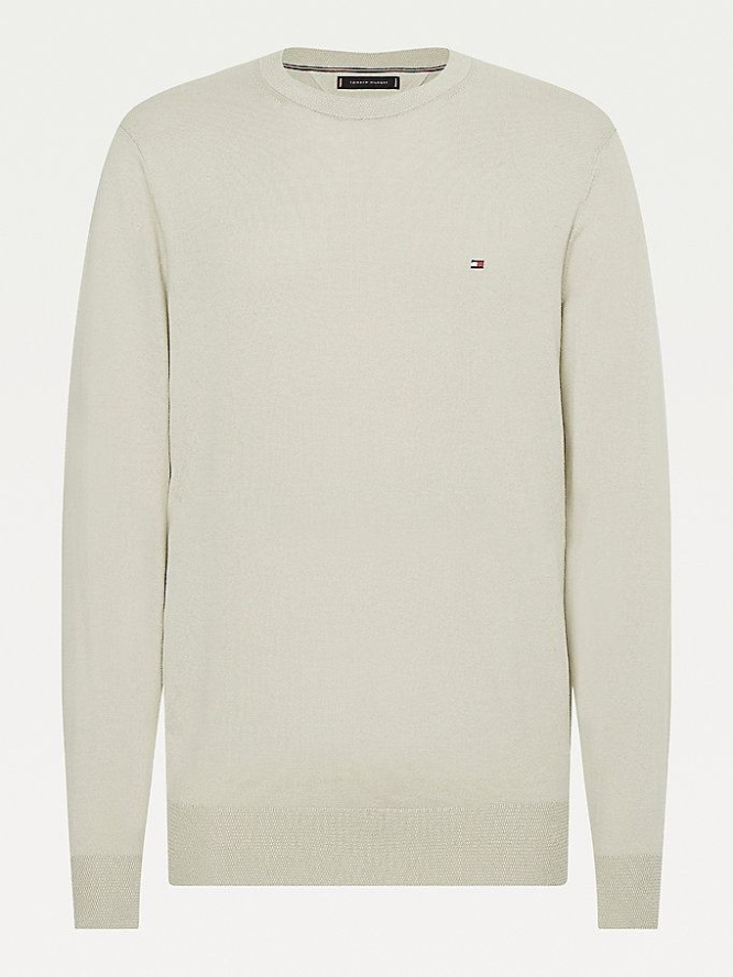 Tommy Hilfiger Organic Baumwoll Fine-Knit Crew Neck Jumper Pullover Herren Grau | AT746WZEB