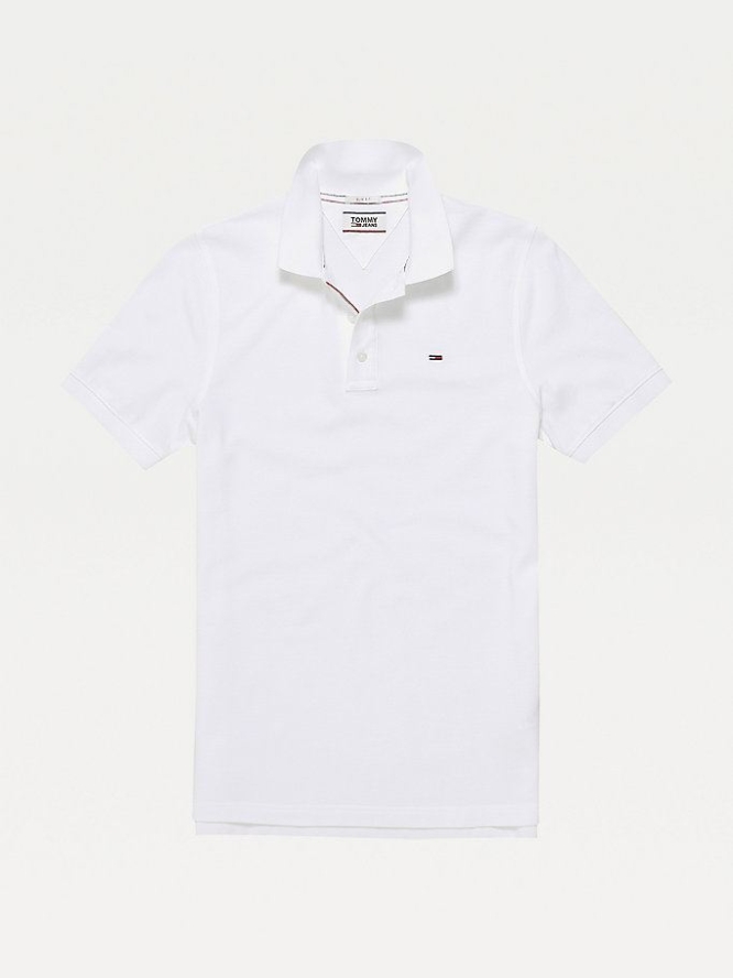 Tommy Hilfiger Organic Baumwoll Fine Pique Slim Polo Shirts Herren Weiß | AT382NXUL