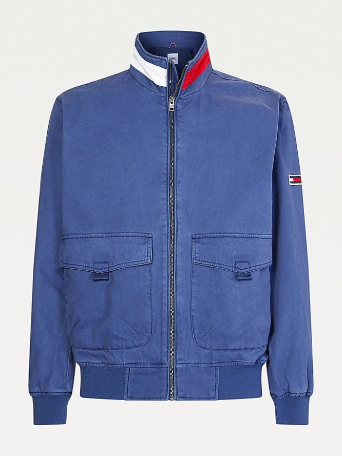 Tommy Hilfiger Organic Baumwoll Flag Collar Bomber Jacke Herren Hellnavy | AT815VCYU