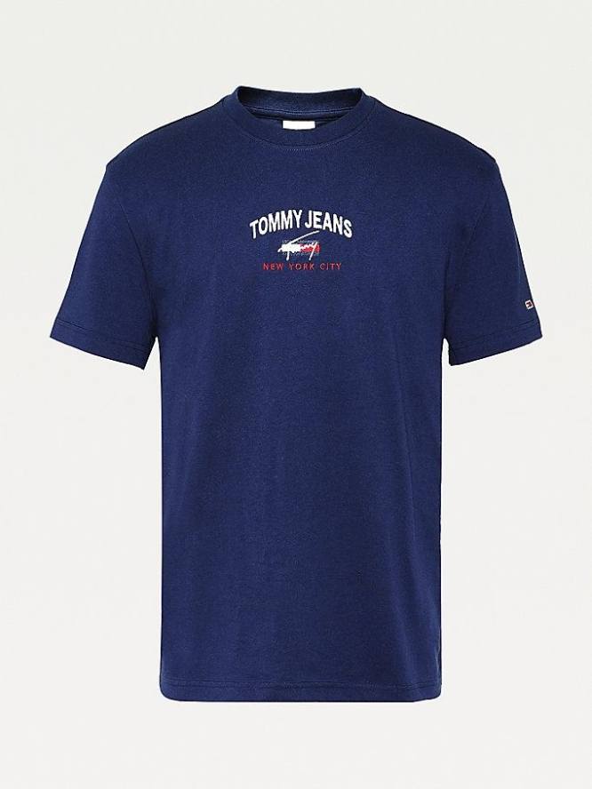 Tommy Hilfiger Organic Baumwoll Flag T-shirts Herren Hellnavy | AT780HGMZ