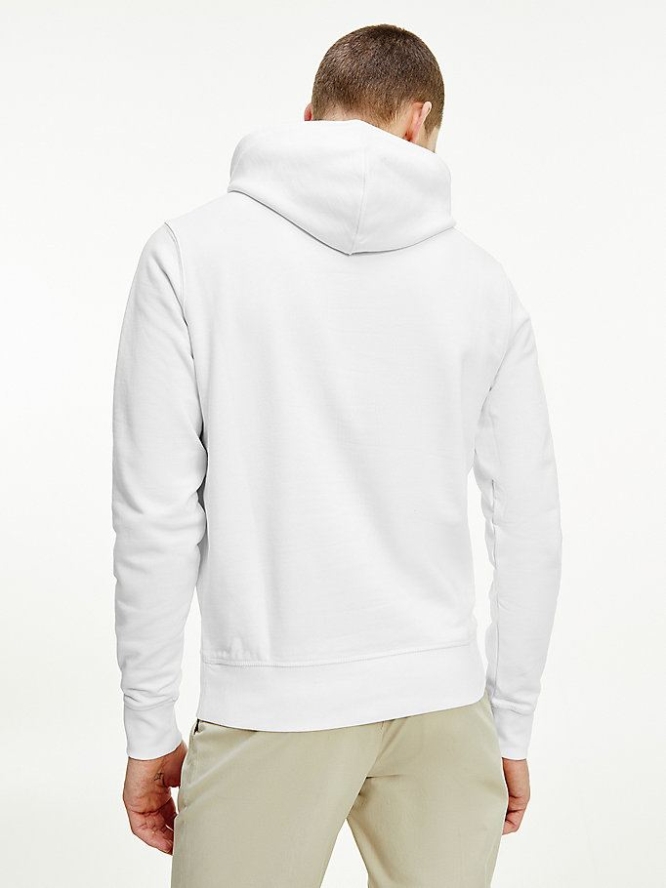 Tommy Hilfiger Organic Baumwoll Logo Embroidery Hoodie Herren Weiß | AT321COWV