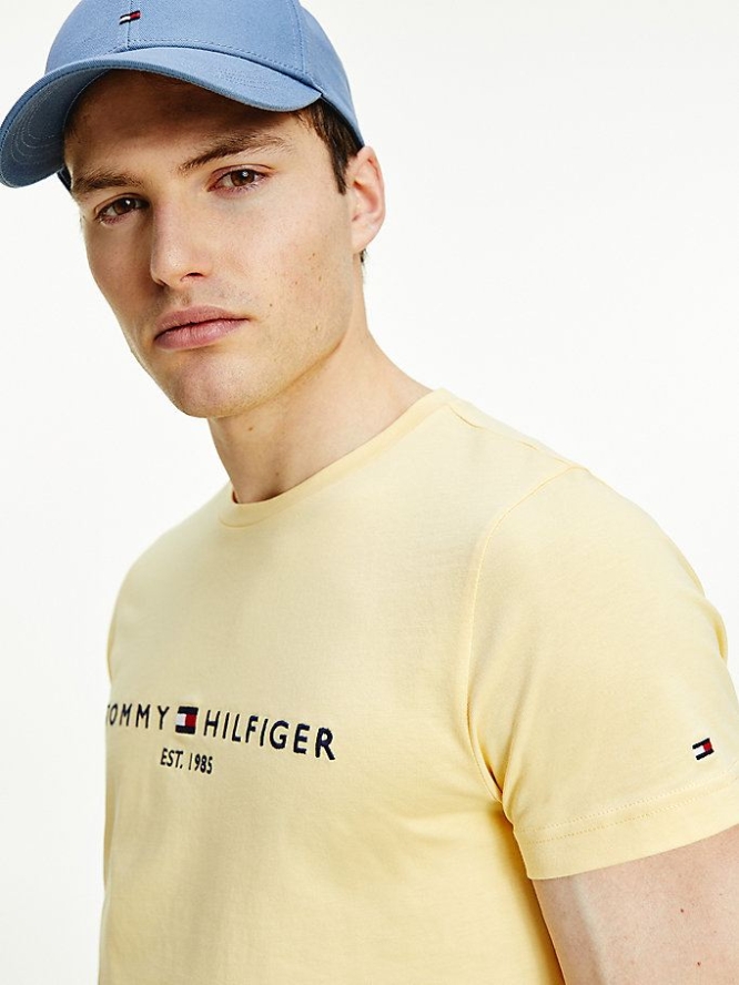 Tommy Hilfiger Organic Baumwoll Logo T-shirts Herren Gelb | AT138LSWE