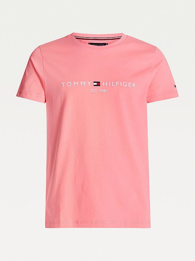 Tommy Hilfiger Organic Baumwoll Logo T-shirts Herren Rosa Lila | AT290LXBM