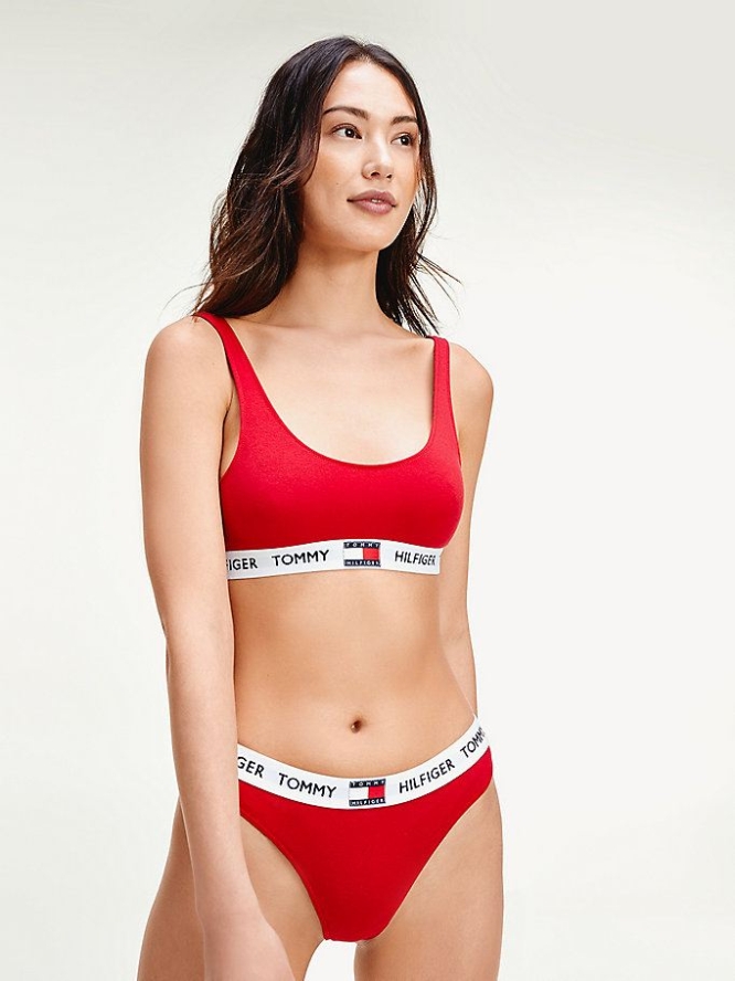 Tommy Hilfiger Organic Baumwoll Logo Tanga Unterwäsche Damen Braun Rot | AT746GNOD