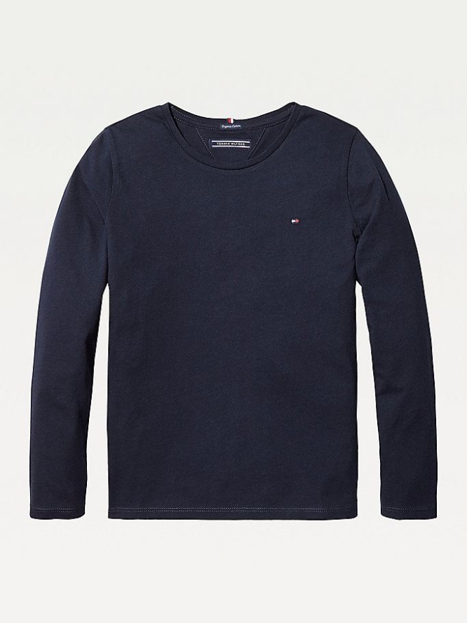 Tommy Hilfiger Organic Baumwoll Long Sleeve Top Oberteile Kinder Dunkelblau | AT408DVIX