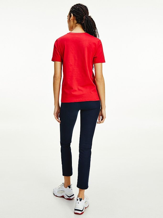 Tommy Hilfiger Organic Baumwoll Motion Flag T-shirts Damen Rot | AT349HBOK