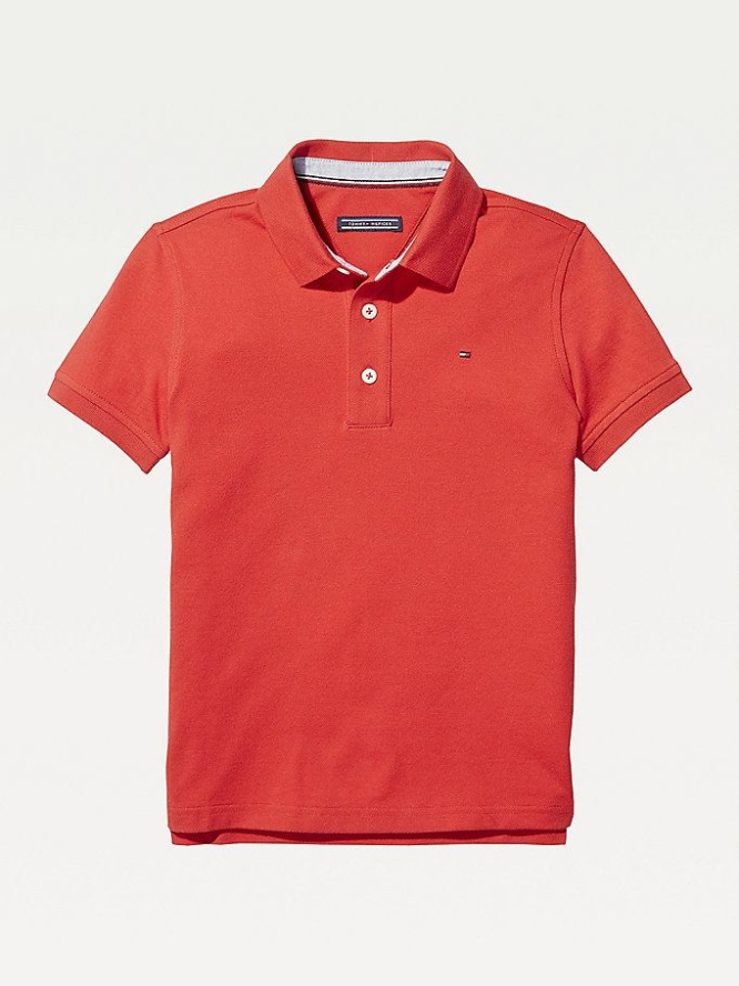 Tommy Hilfiger Organic Baumwoll Polo Shirts Kinder Rot | AT250PIWL