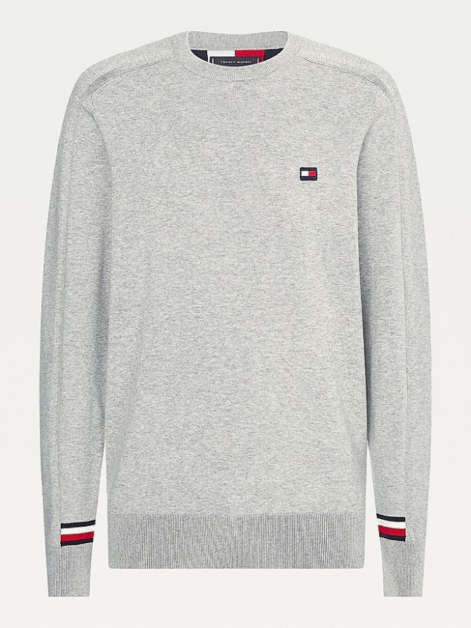 Tommy Hilfiger Organic Baumwoll Raglan Jumper Pullover Herren Grau | AT187IPTL