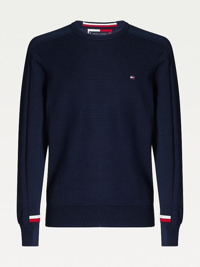 Tommy Hilfiger Organic Baumwoll Raglan Jumper Pullover Herren Dunkelblau | AT259GYJH