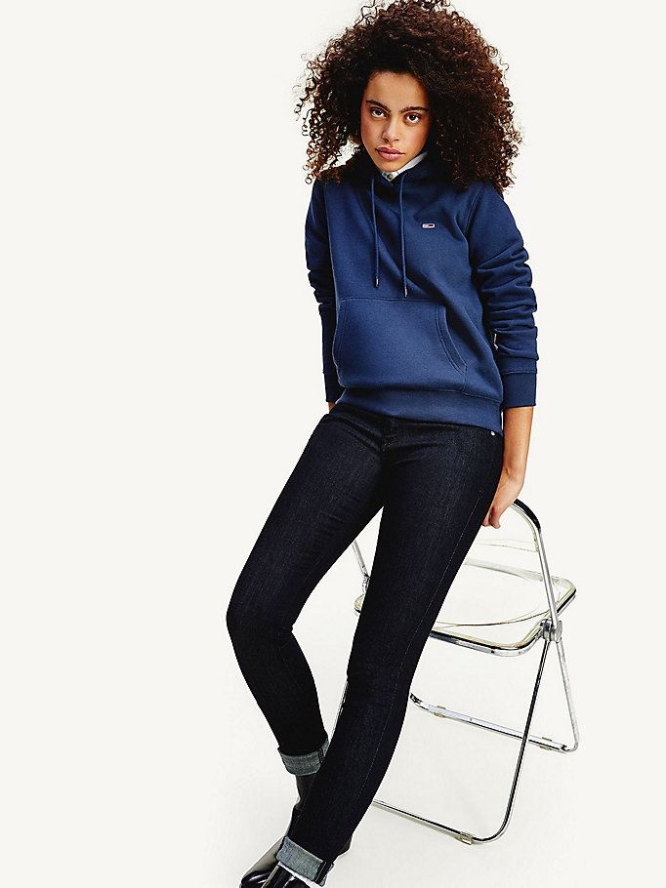 Tommy Hilfiger Organic Baumwoll Regular Fit Hoodie Damen Hellnavy | AT273VCFY