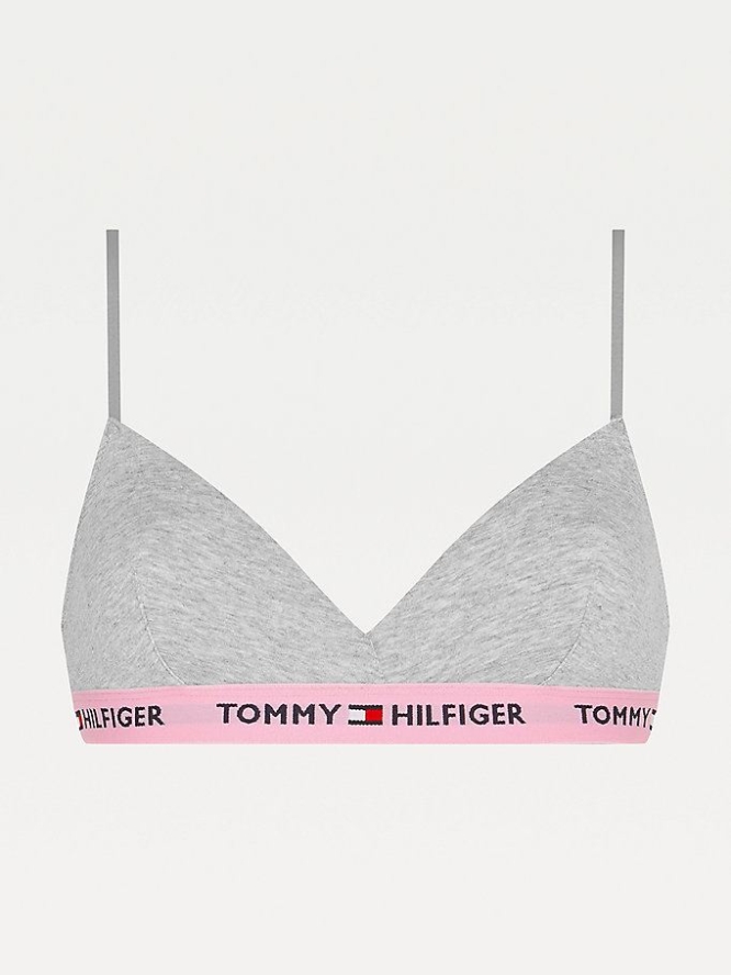 Tommy Hilfiger Organic Baumwoll Repeat Logo Bralette Unterwäsche Damen Grau | AT679NBFA