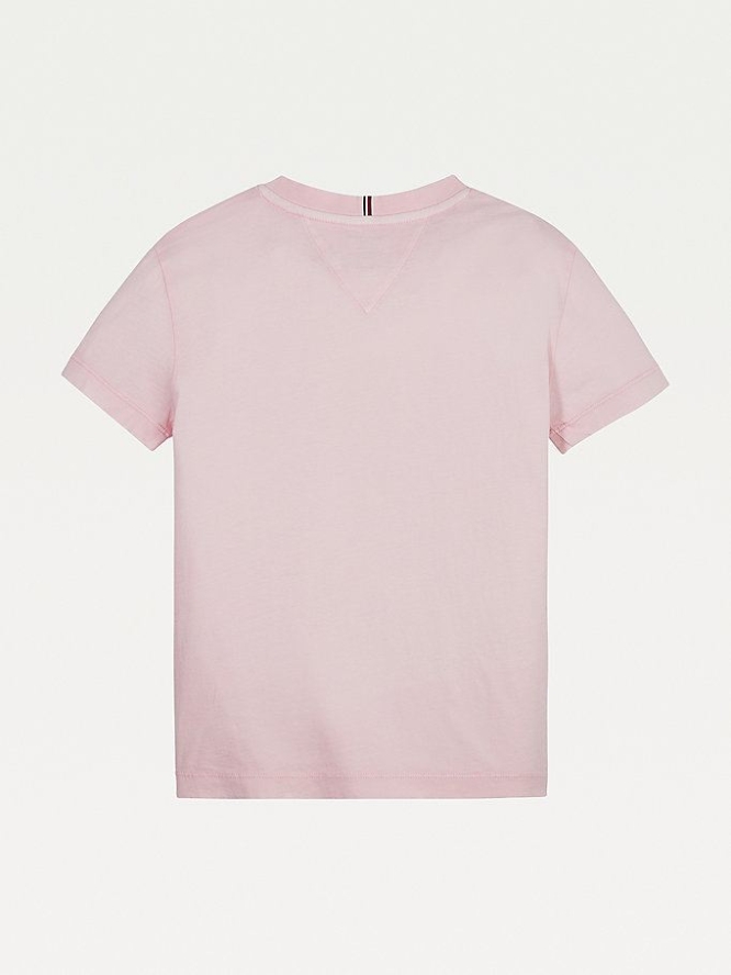 Tommy Hilfiger Organic Baumwoll Signature Logo T-shirts Kinder Rosa Türkis | AT954RINA