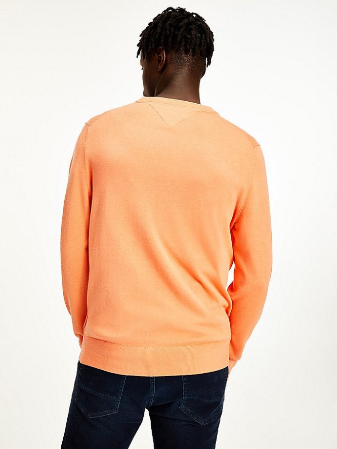 Tommy Hilfiger Organic Baumwoll Silk Crew Neck Jumper Pullover Herren Orange | AT809ZCMD