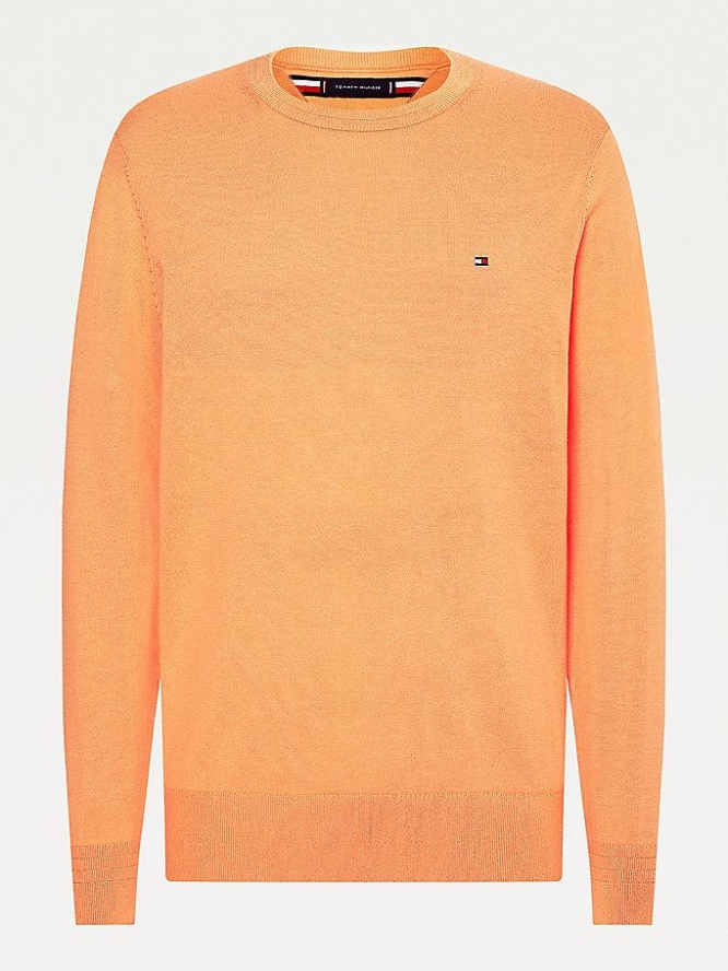 Tommy Hilfiger Organic Baumwoll Silk Crew Neck Jumper Pullover Herren Orange | AT809ZCMD