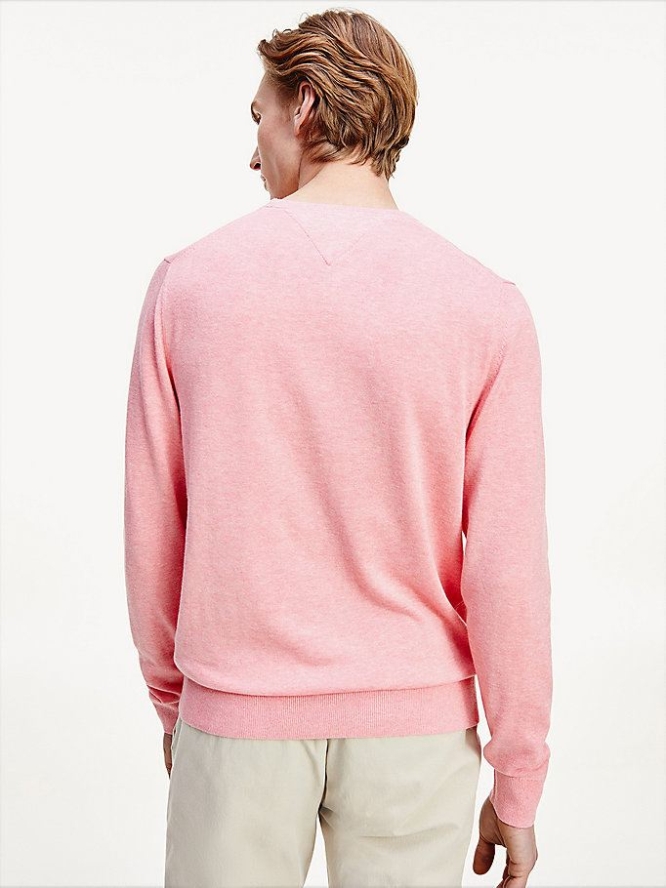 Tommy Hilfiger Organic Baumwoll Silk Jumper Pullover Herren Rosa Lila | AT295MNSL