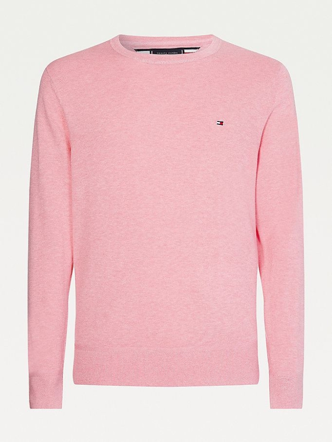 Tommy Hilfiger Organic Baumwoll Silk Jumper Pullover Herren Rosa Lila | AT295MNSL