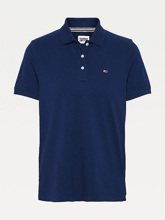 Tommy Hilfiger Organic Baumwoll Slim Fit Polo Shirts Damen Hellnavy | AT324ASWK