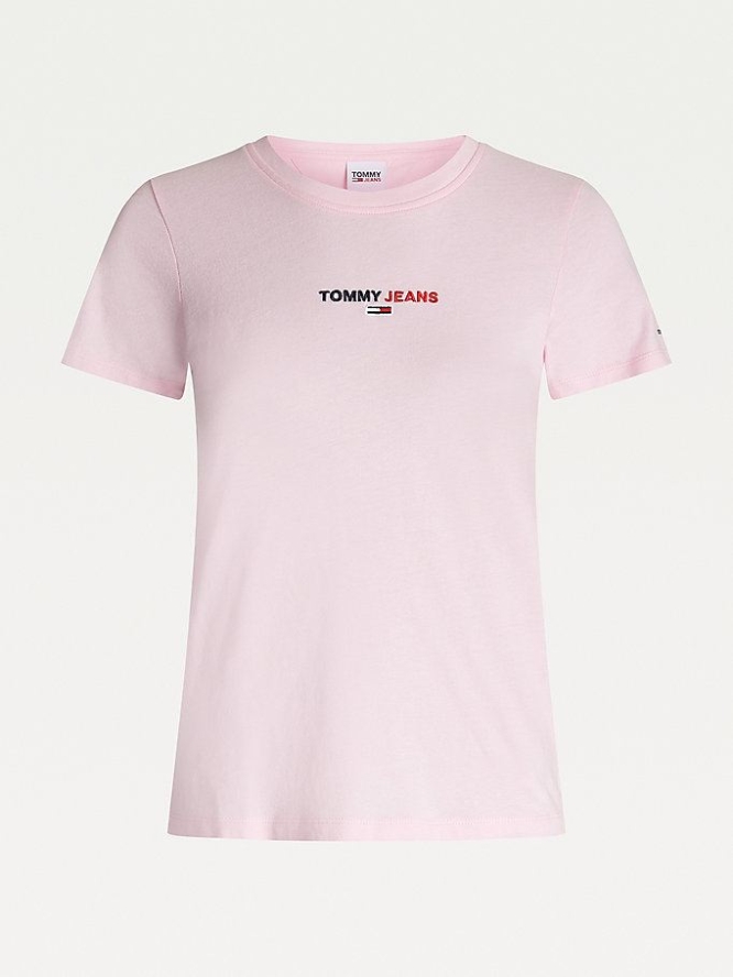 Tommy Hilfiger Organic Baumwoll Slim Fit T-shirts Damen Rosa | AT579KPFX