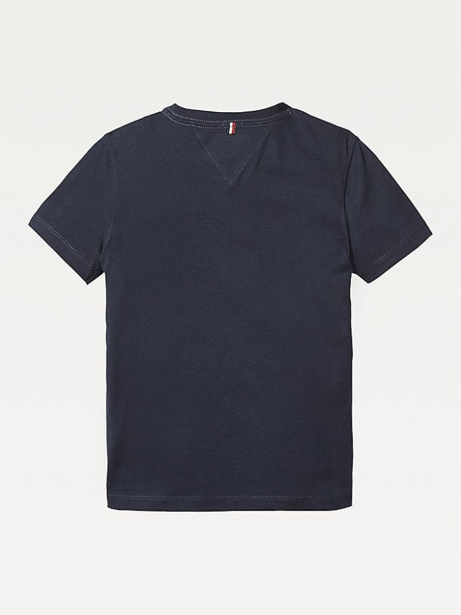 Tommy Hilfiger Organic Baumwoll V-Neck T-shirts Kinder Dunkelblau | AT658JVWL