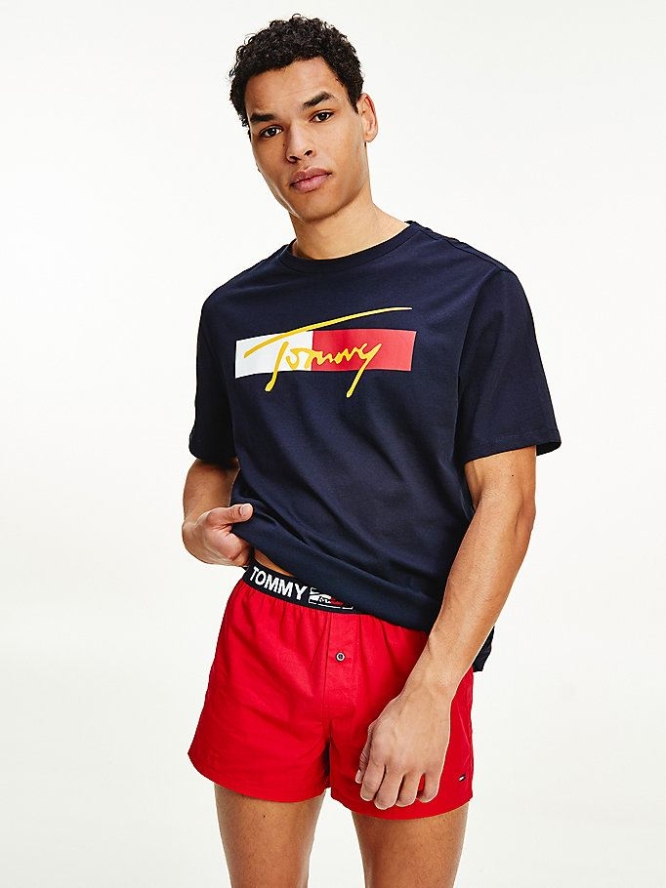 Tommy Hilfiger Organic Baumwoll Woven Boxer Unterwäsche Herren Rot | AT613BFKV