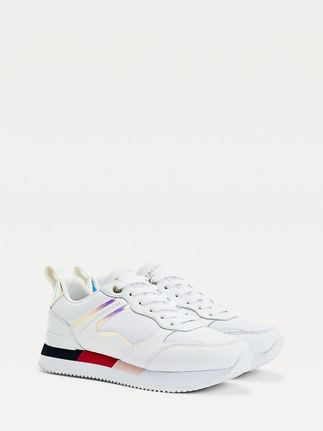 Tommy Hilfiger OrthoLite Leder Sneakers Damen Weiß | AT739INXJ