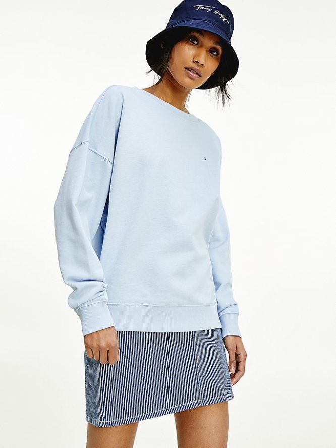 Tommy Hilfiger Oversized Long Sleeve Sweatshirts Damen Blau | AT269GSUK