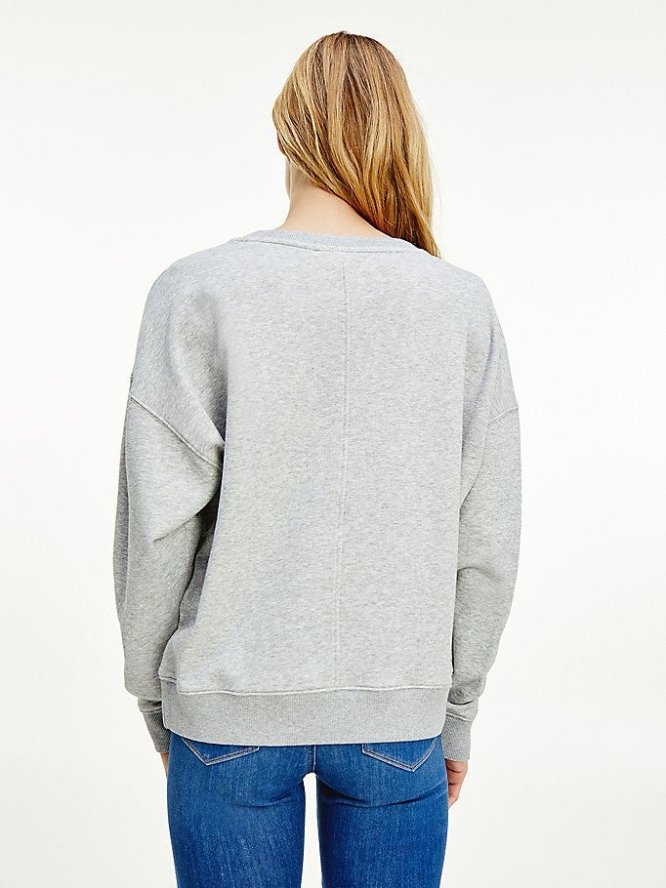 Tommy Hilfiger Oversized Long Sleeve Sweatshirts Damen Hellgrau | AT864JNDF