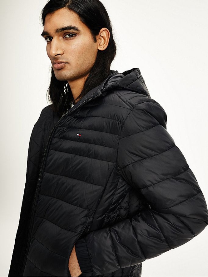 Tommy Hilfiger Packable Down Mit Kapuze Puffer Jacke Herren Schwarz | AT346HYIR