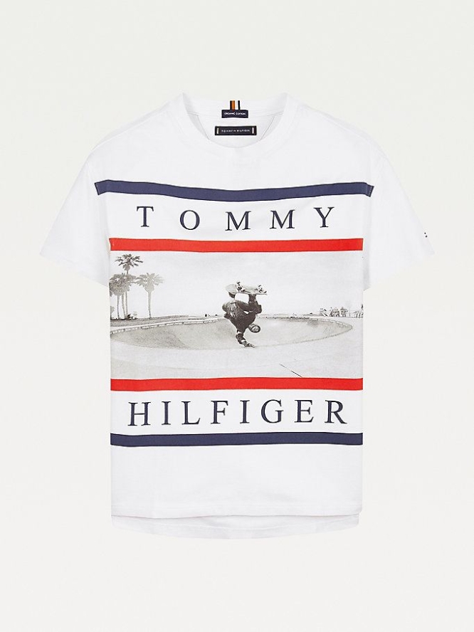 Tommy Hilfiger Photo Print T-shirts Kinder Weiß | AT984MJCH