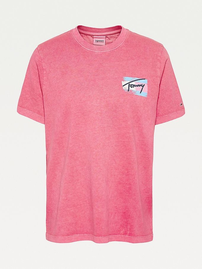 Tommy Hilfiger Pigment Dyed Relaxed Fit T-shirts Damen Rosa | AT210MJAX