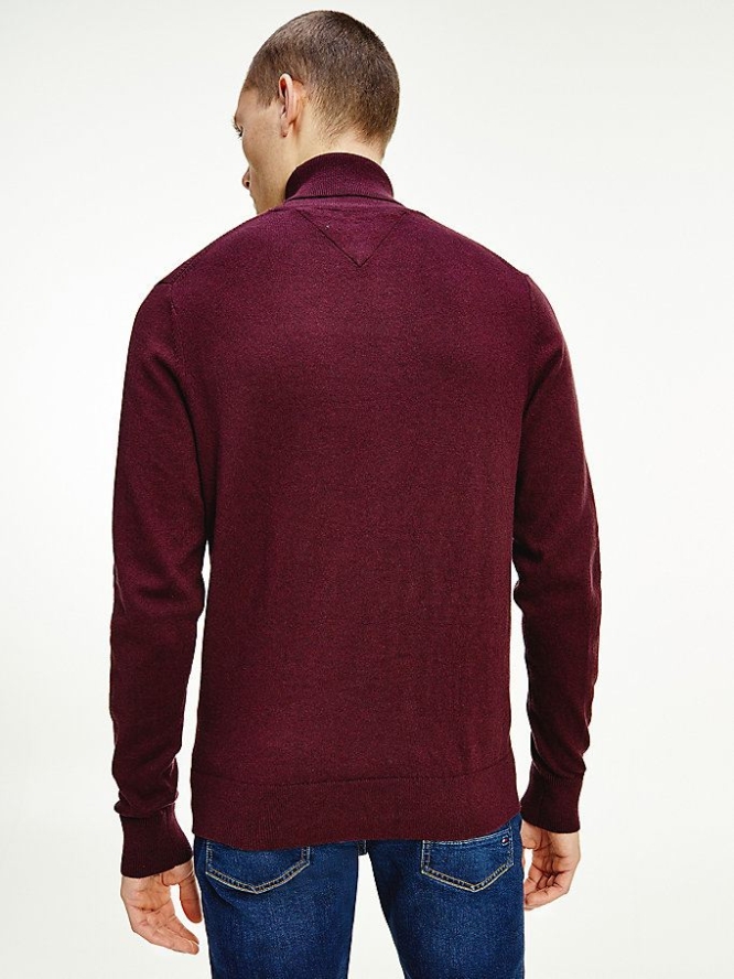 Tommy Hilfiger Pima Baumwoll Cashmere Roll Neck Jumper Pullover Herren Tiefesbordeaux | AT013WHSK