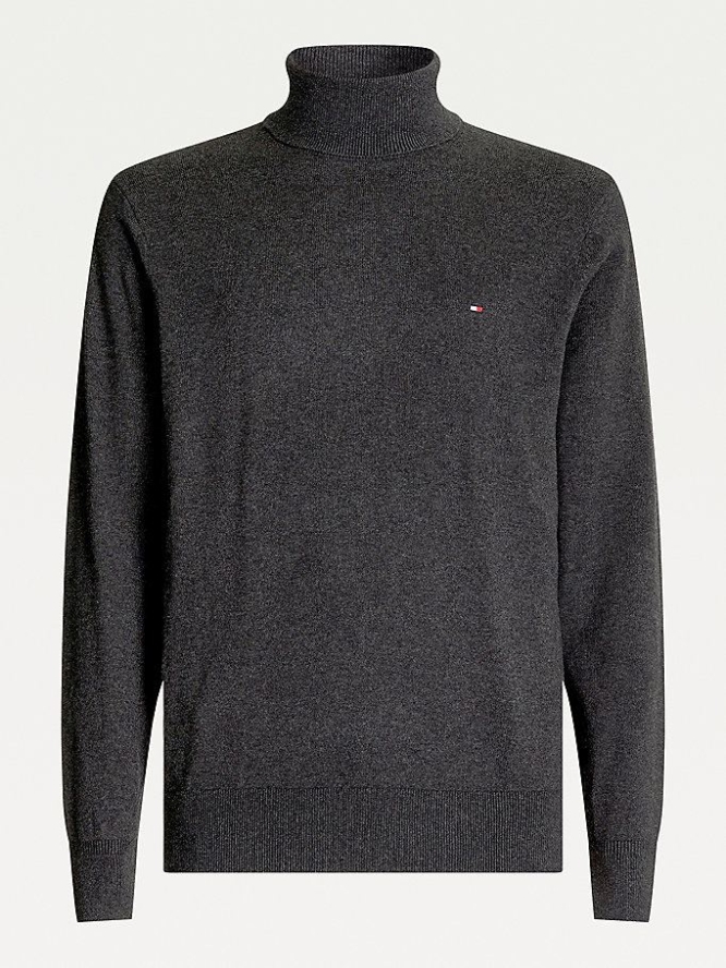 Tommy Hilfiger Pima Baumwoll Cashmere Roll Neck Jumper Pullover Herren Grau | AT526SGOM