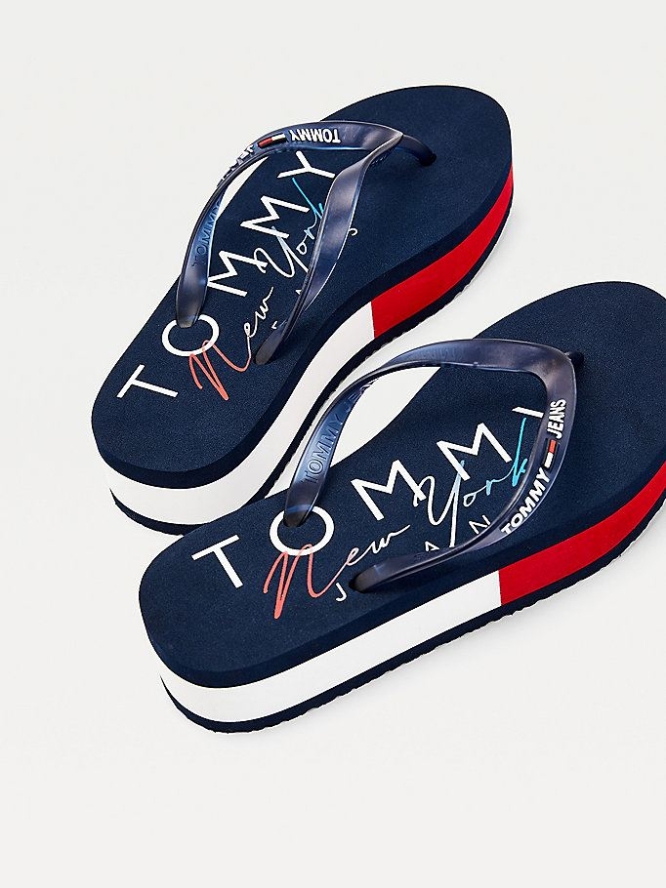 Tommy Hilfiger Plattform Badelatschen Damen Hellnavy | AT921NRBK