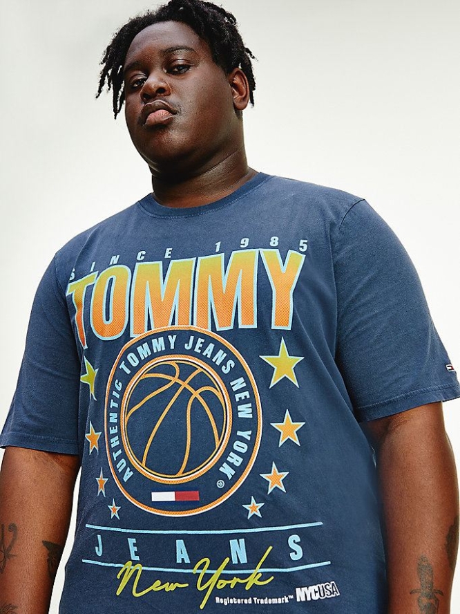 Tommy Hilfiger Plus Basketball Graphic Organic Baumwoll T-shirts Herren Hellnavy | AT180XMAW