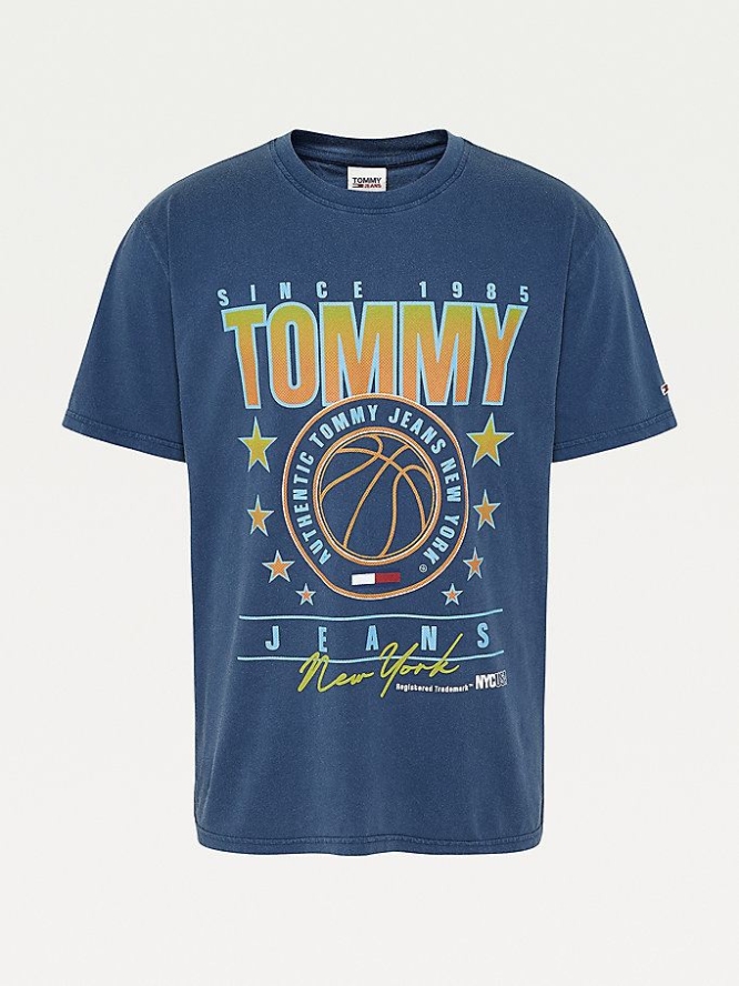 Tommy Hilfiger Plus Basketball Graphic Organic Baumwoll T-shirts Herren Hellnavy | AT180XMAW