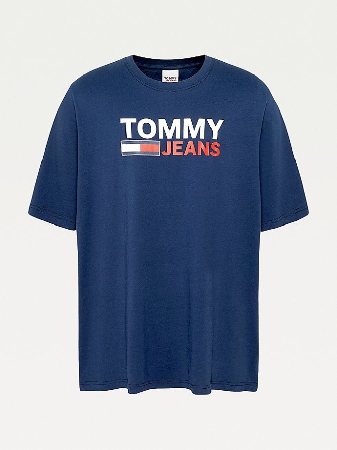 Tommy Hilfiger Plus Large Logo Organic Baumwoll T-shirts Herren Hellnavy | AT420WYNL