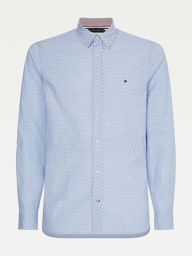 Tommy Hilfiger Plus Micro Square Print Hemd Herren Blau | AT458GQTE