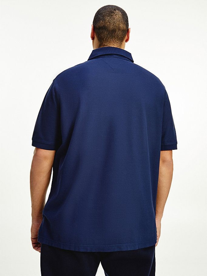 Tommy Hilfiger Plus Pure Baumwoll Regular Fit Hilfiger Polo Shirts Herren Blau | AT125JXHO