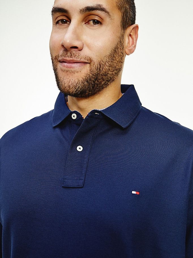 Tommy Hilfiger Plus Pure Baumwoll Regular Fit Hilfiger Polo Shirts Herren Blau | AT125JXHO