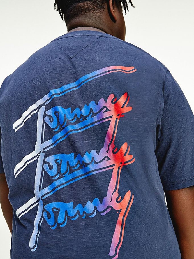 Tommy Hilfiger Plus Repeat Script Logo Organic Baumwoll T-shirts Herren Hellnavy | AT840OEGW