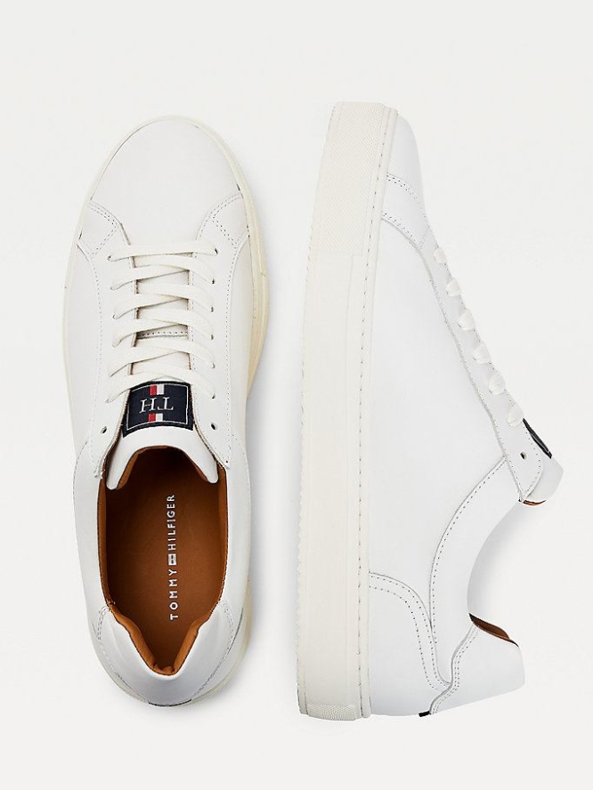 Tommy Hilfiger Premium Cupsole Leder Sneakers Herren Weiß | AT015SFUO